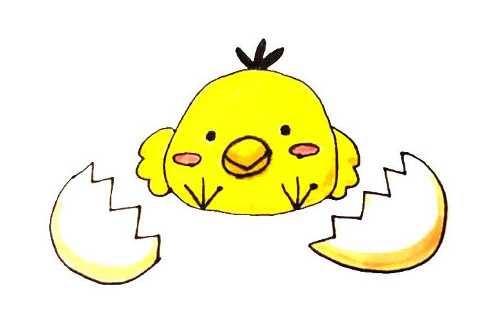 破壳的小鸡简笔画画法步骤