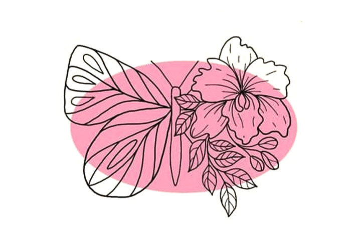 一半蝴蝶一半花蝶恋花简笔画