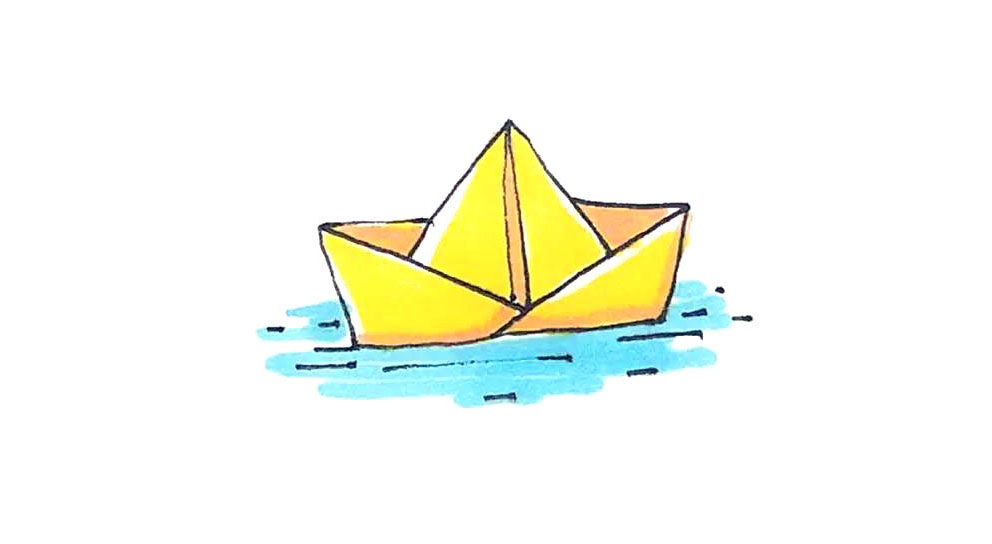 折纸船简笔画画法