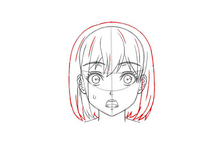 短发女孩惊讶表情的画法