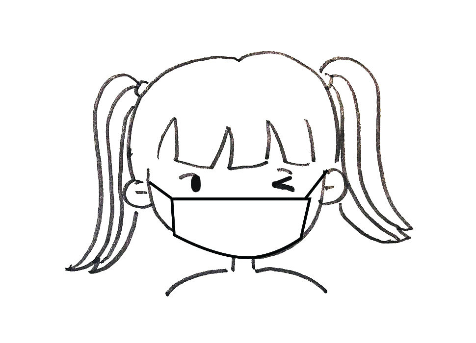 戴口罩的男孩女孩头像简笔画