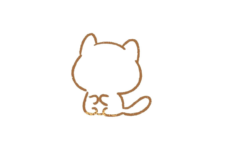 怎么画可爱的赏樱小猫咪简笔画步骤