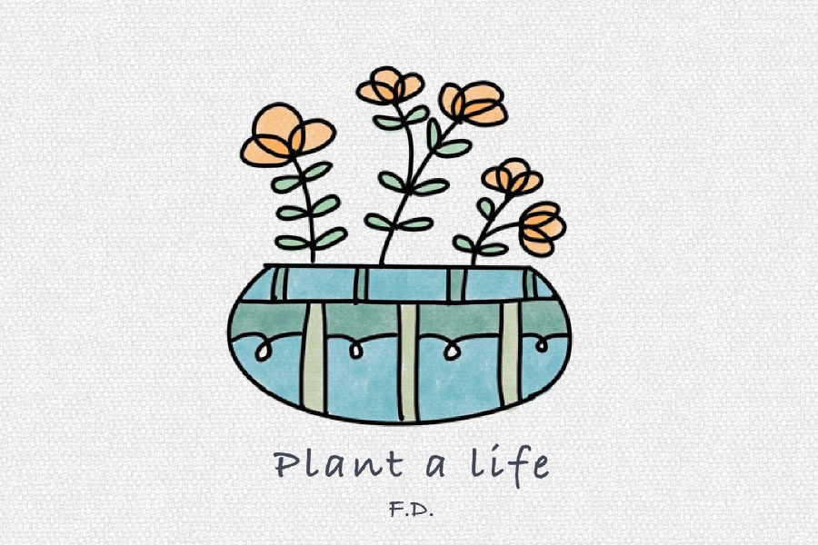 一组可爱的小盆栽简笔画图片