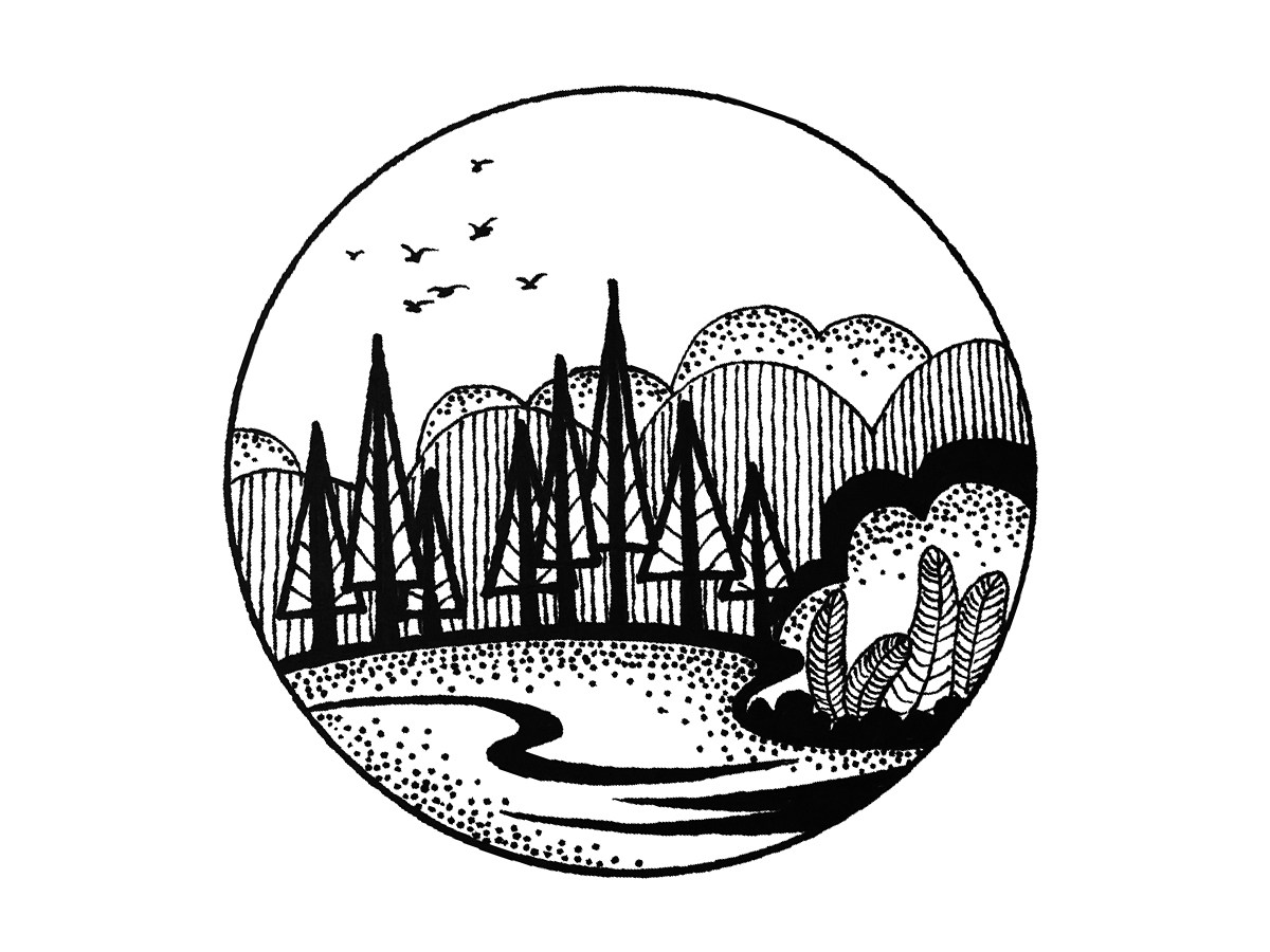 漂亮的风景简笔画图片