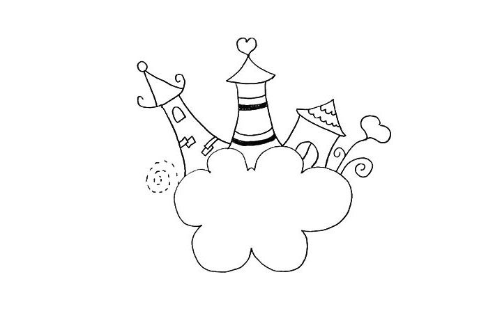 天空之城简笔画画法步骤