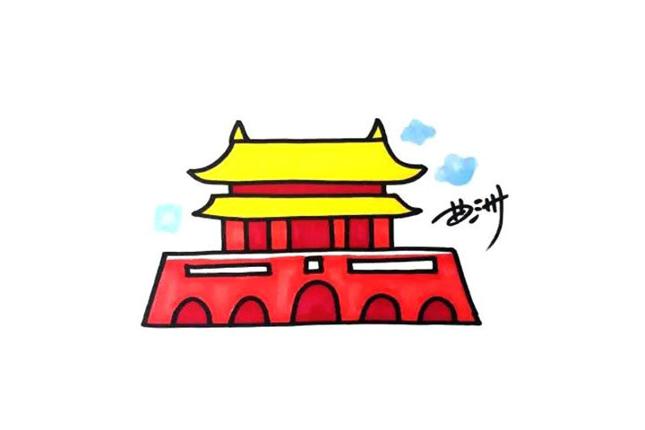天安门简笔画画法步骤