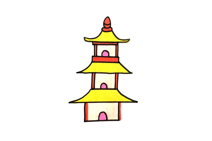 建筑简笔画大全 亭子怎么画