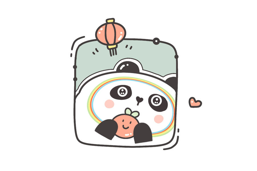 可爱冰墩墩的九宫格自拍照
