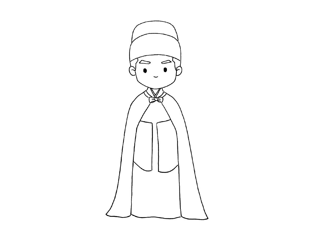 鹤唳华亭萧定权简笔画画法步骤