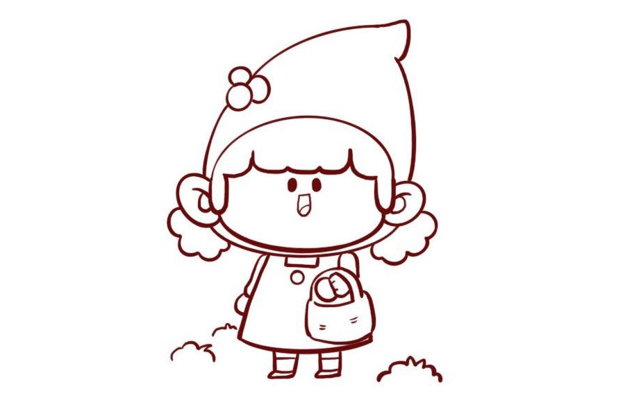 小红帽简笔画画法步骤