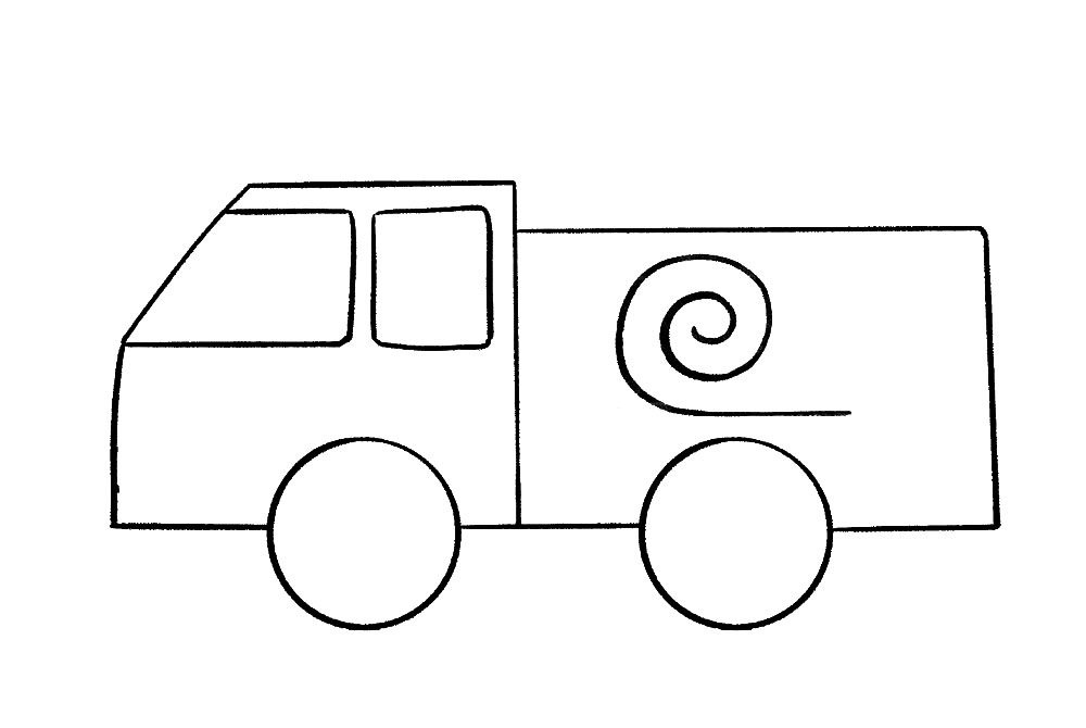 学画消防车简笔画