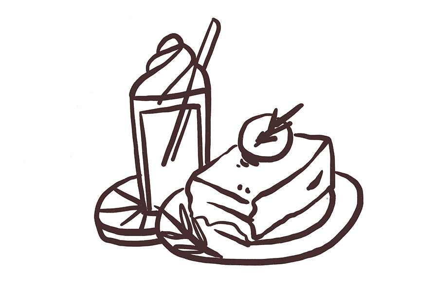咖啡配小食手账简笔画
