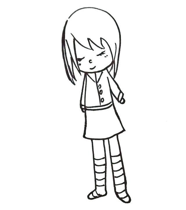 漂亮的小姑娘简笔画