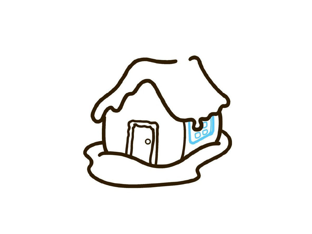 圣诞节雪屋简笔画画法步骤
