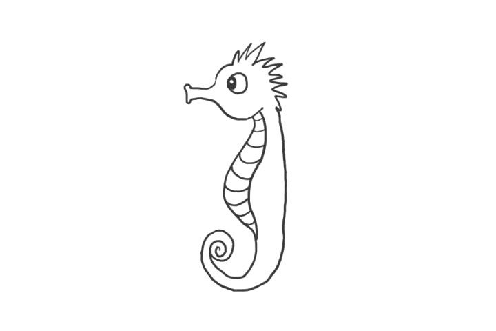 海洋生物海马简笔画怎么画