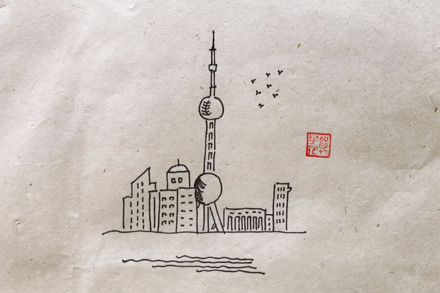 城市各角落美丽风景简笔画图片