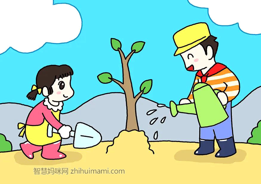 植树主题简笔画画法步骤
