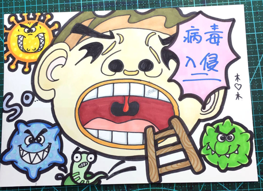 抗击肺炎简笔画怎么画