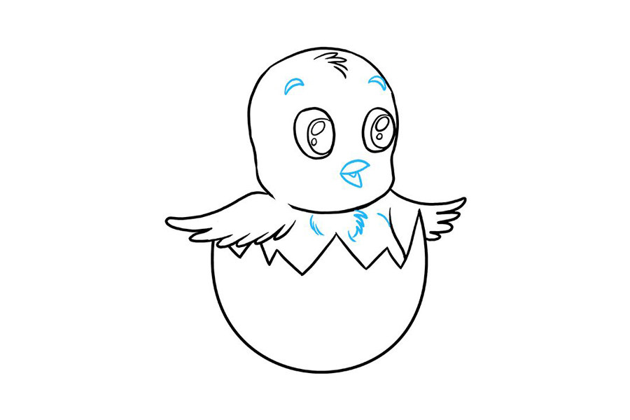 破壳的小鸡简笔画步骤
