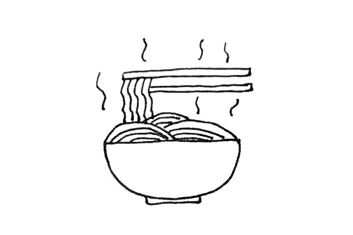一碗面条简笔画画法步骤