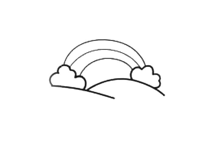 简单漂亮的彩虹风景简笔画画法