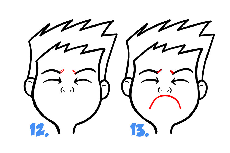 如何画卡通面部表情：哭泣、悲伤