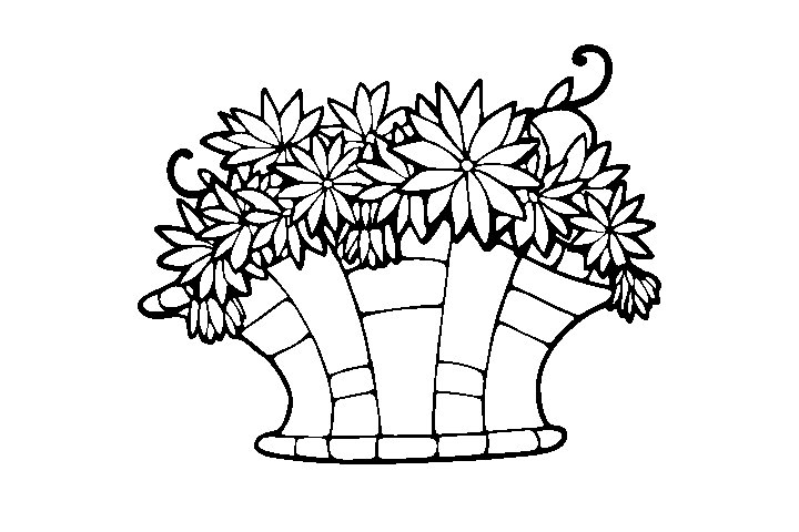 漂亮的花篮填色画