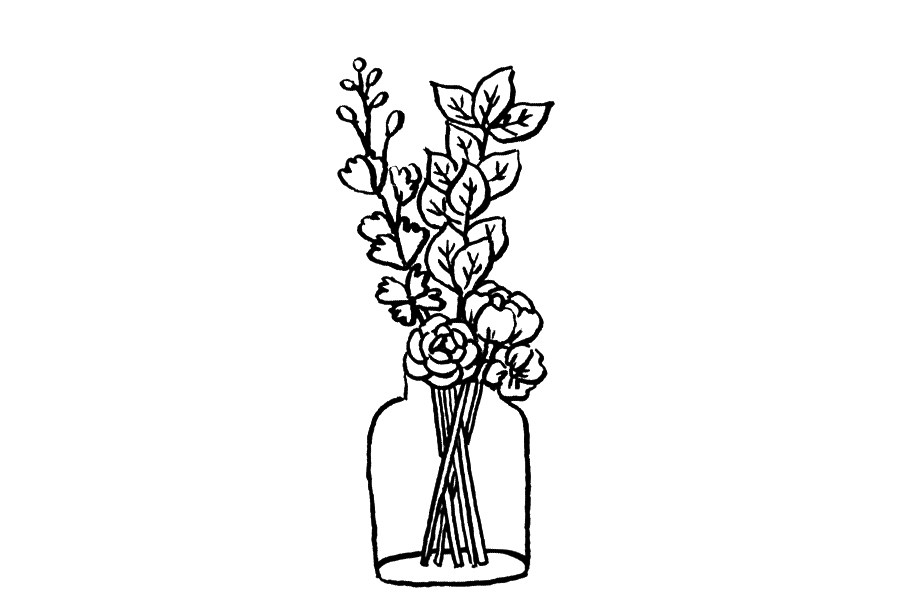 一组漂亮的花瓶插花简笔画图片