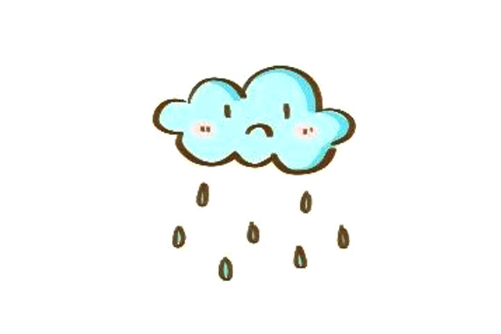 超萌的天气简笔画 雨天