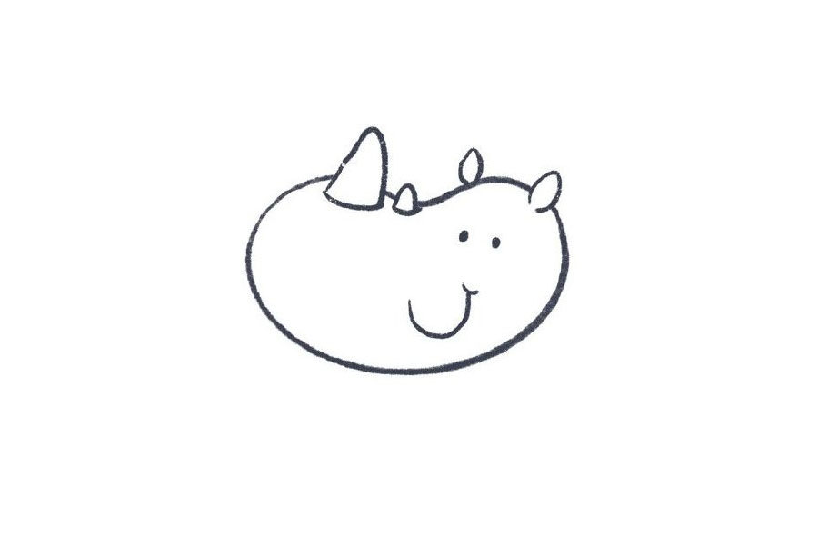 犀牛小头像简笔画画法步骤