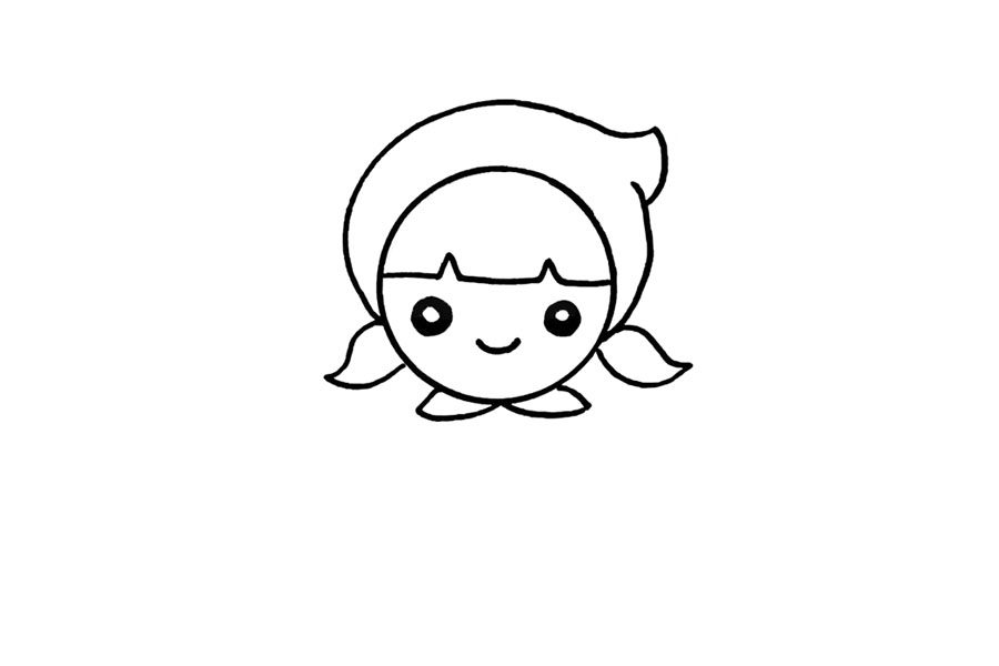 可爱的小红帽简笔画画法步骤