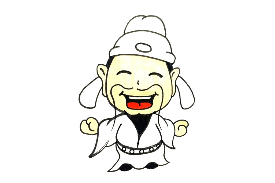 卡通版古代诗人简笔画画法步骤